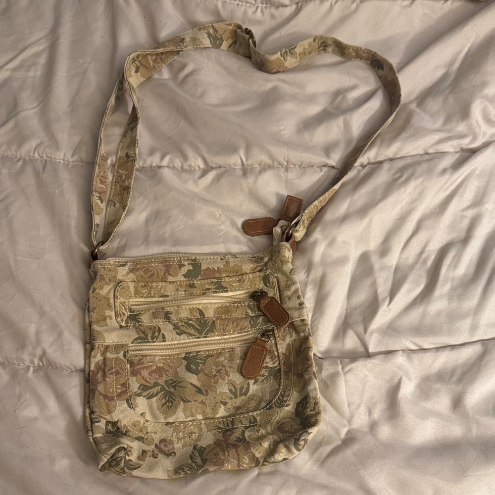 Floral Tan Crossbody Bag